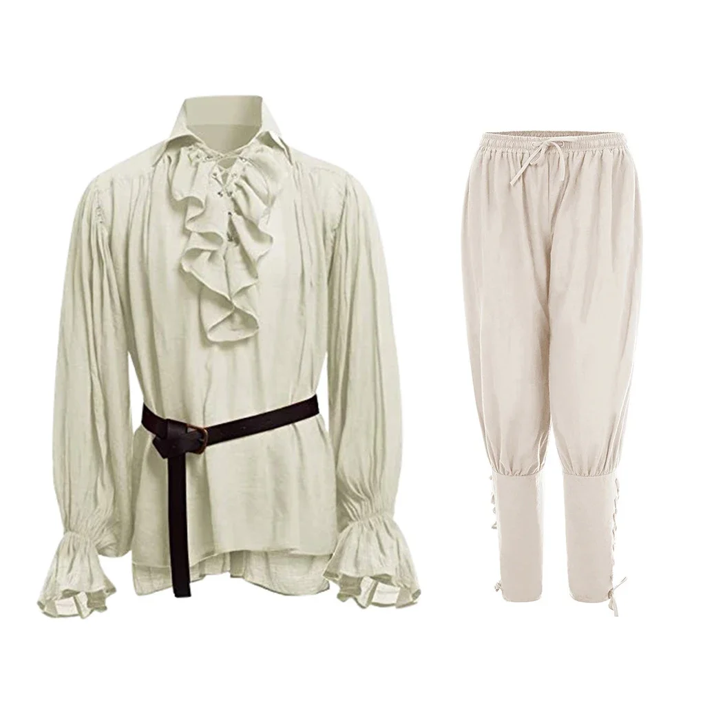 Medieval Gothic Lace Up Pirate Shirt - Medieval Shirts Ruffled Gothic Steampunk Victorian