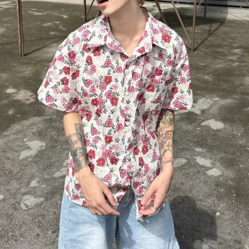 Vintage Hawaiian Floral Shirt - Men Trendy Vintage Floral Print High