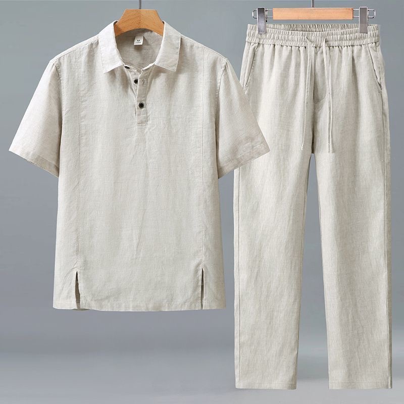 Mens Linen Shirt Long Sleeve - Spring/Summer Fashion Retro Sports Long Sleeve