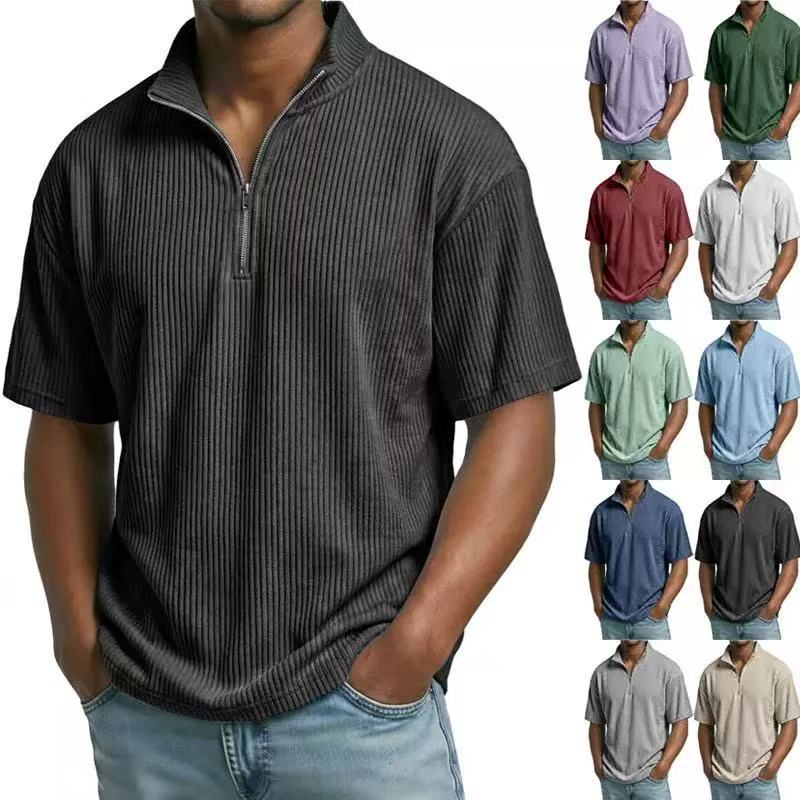 Summer Corduroy Stand-up Colla - Corduroy Button Up Shirt Men 评论和价格