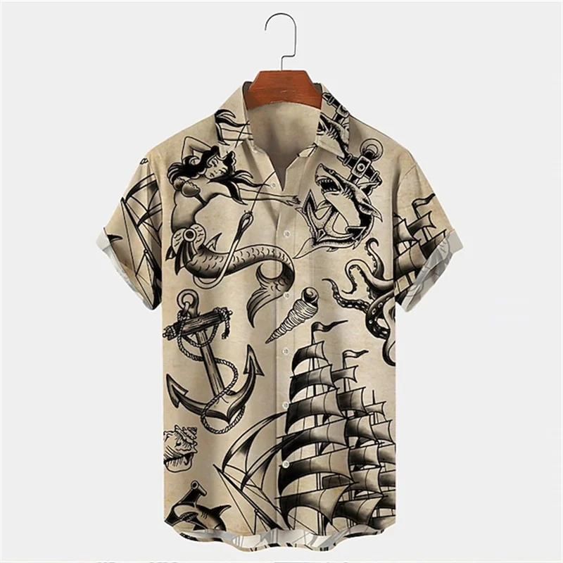 Men Summer Lapel Short Sleeve  - Vintage Hawaiian Floral Shirt 评论和价格