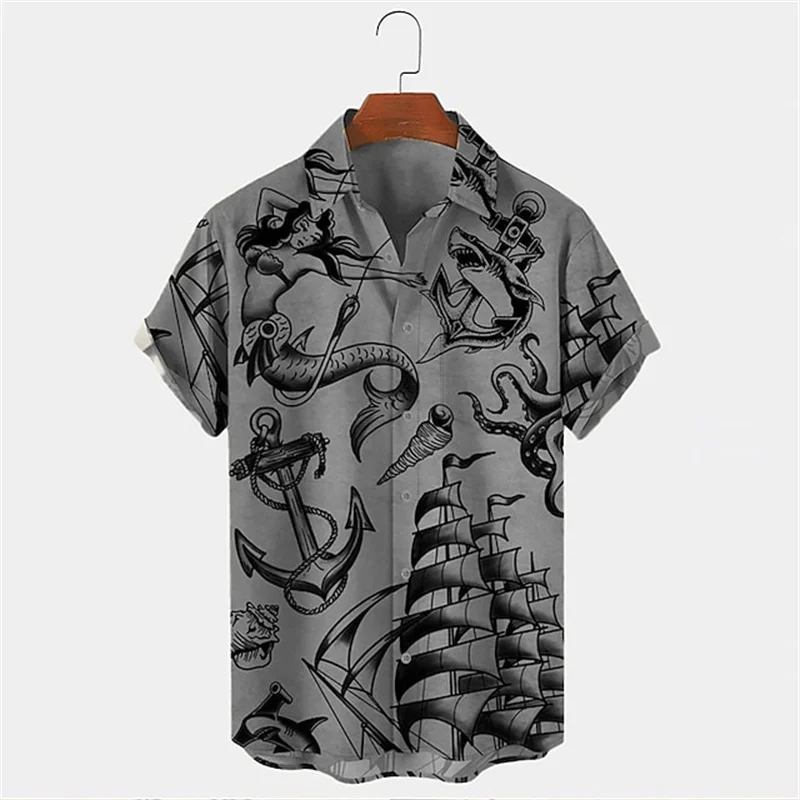 Men Summer Lapel Short Sleeve  - Vintage Hawaiian Floral Shirt 评论和价格