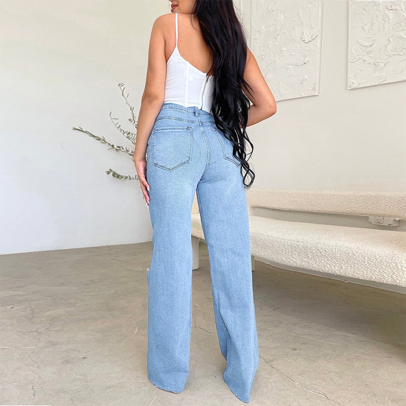 Trendy Distressed Ripped Jeans - Jeans 评论和价格
