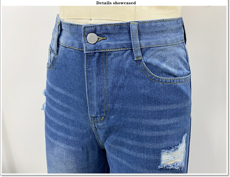 Trendy Distressed Ripped Jeans - Jeans 评论和价格