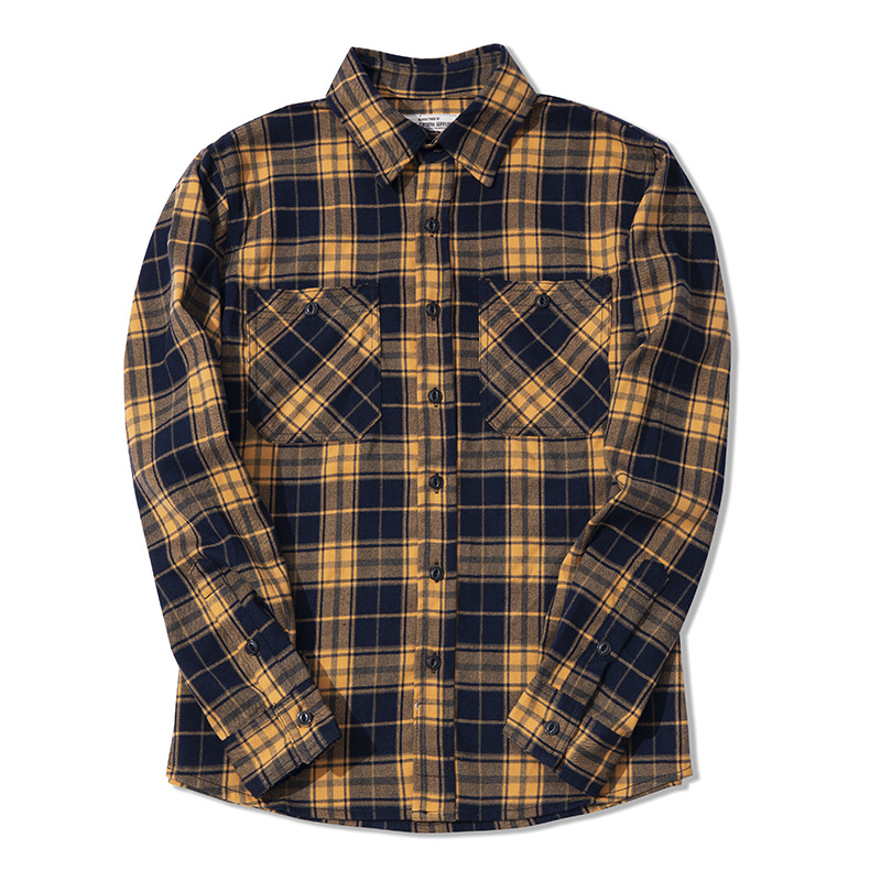 Autumn Winter Fashion Men's Cl - Flannel Plaid Shirt Heavy Weight 评论和价格