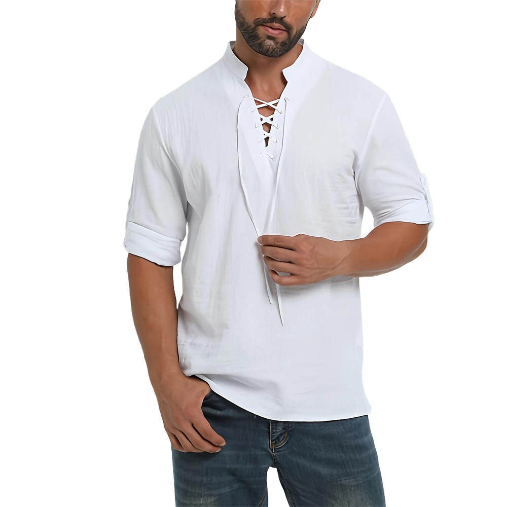 Spring Autumn Men's Pirate Shi - Medieval Gothic Lace Up Pirate Shirt 评论和价格