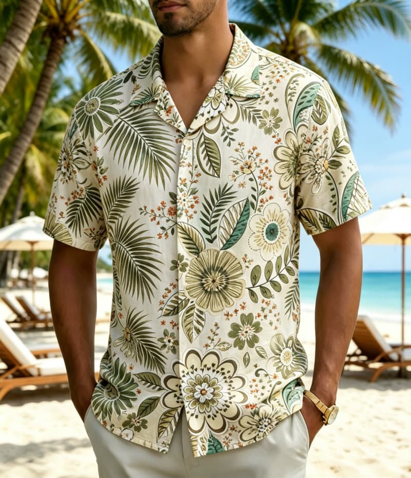 Men's Vintage Boho Tropical Fl - Vintage Hawaiian Floral Shirt 评论和价格