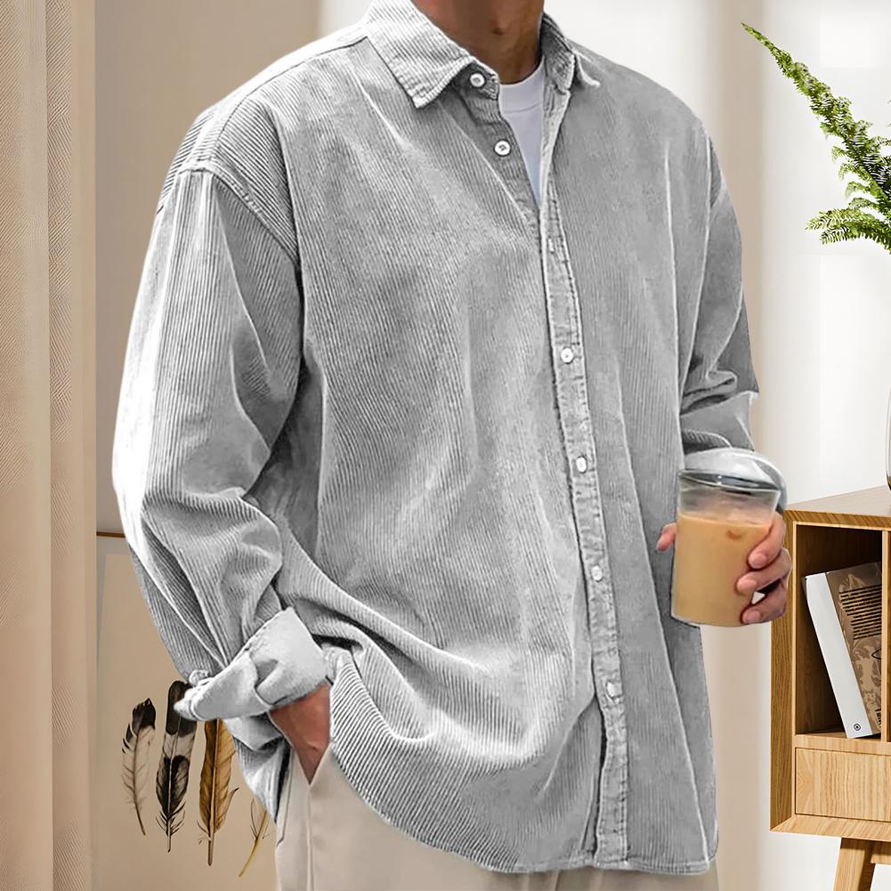 Outdoor Casual Mens Solid Colo - Corduroy Button Up Shirt Men 评论和价格