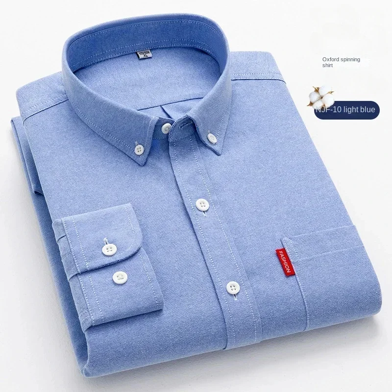 100% Pure Cotton Men's Solid C - Oxford Cotton Casual Shirt Business 评论和价格