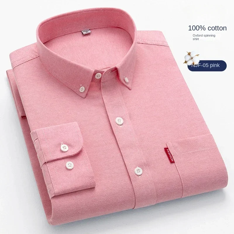 100% Pure Cotton Men's Solid C - Oxford Cotton Casual Shirt Business 评论和价格