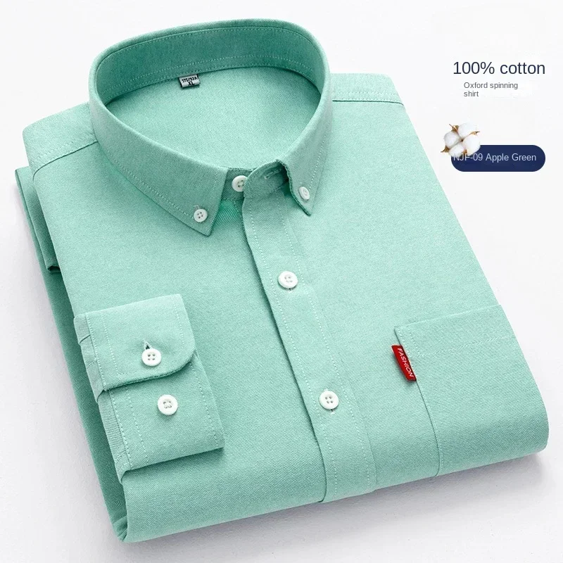 100% Pure Cotton Men's Solid C - Oxford Cotton Casual Shirt Business 评论和价格