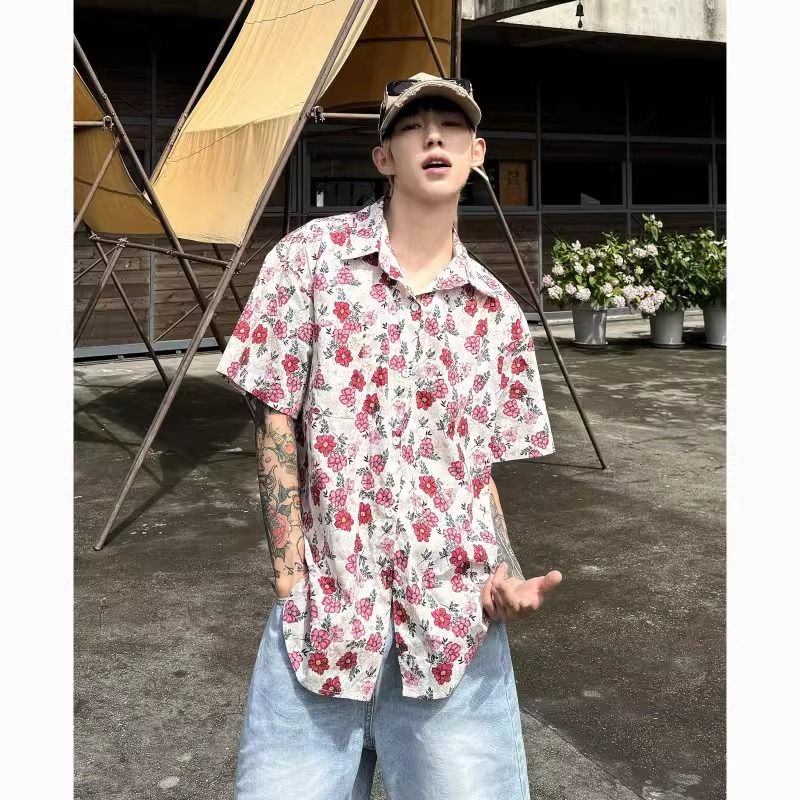 Men Trendy Vintage Floral Prin - Vintage Hawaiian Floral Shirt 评论和价格