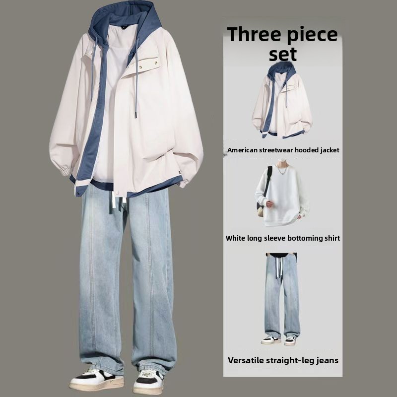 Men American High Street Hoode - Jeans 评论和价格