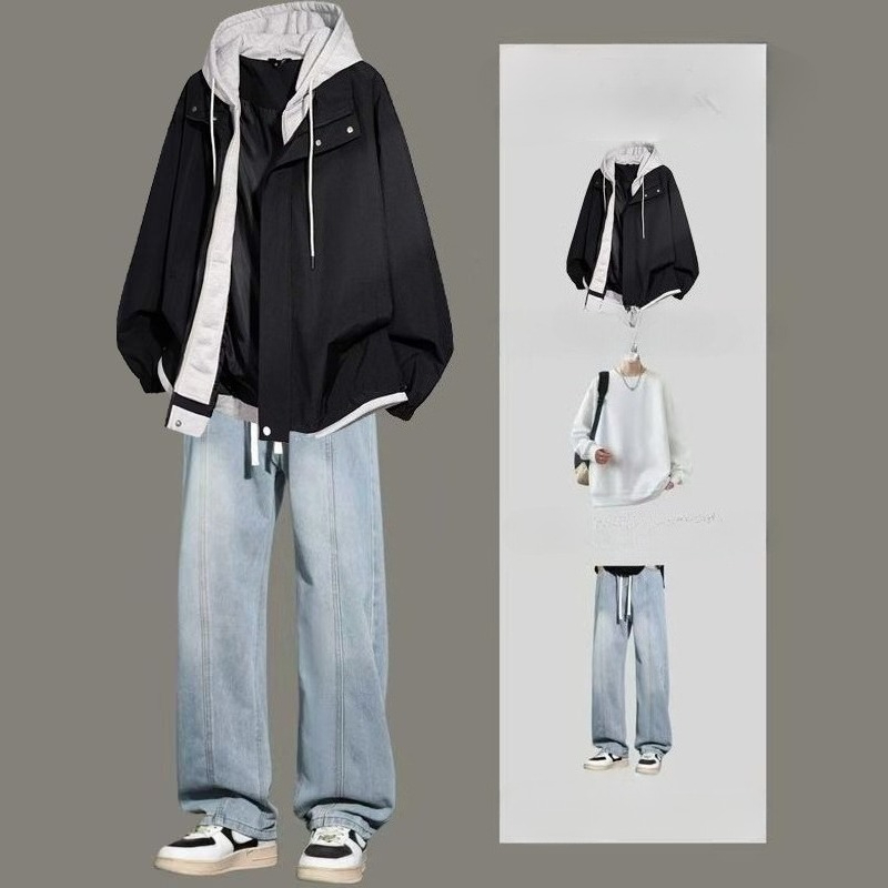 Men American High Street Hoode - Jeans 评论和价格