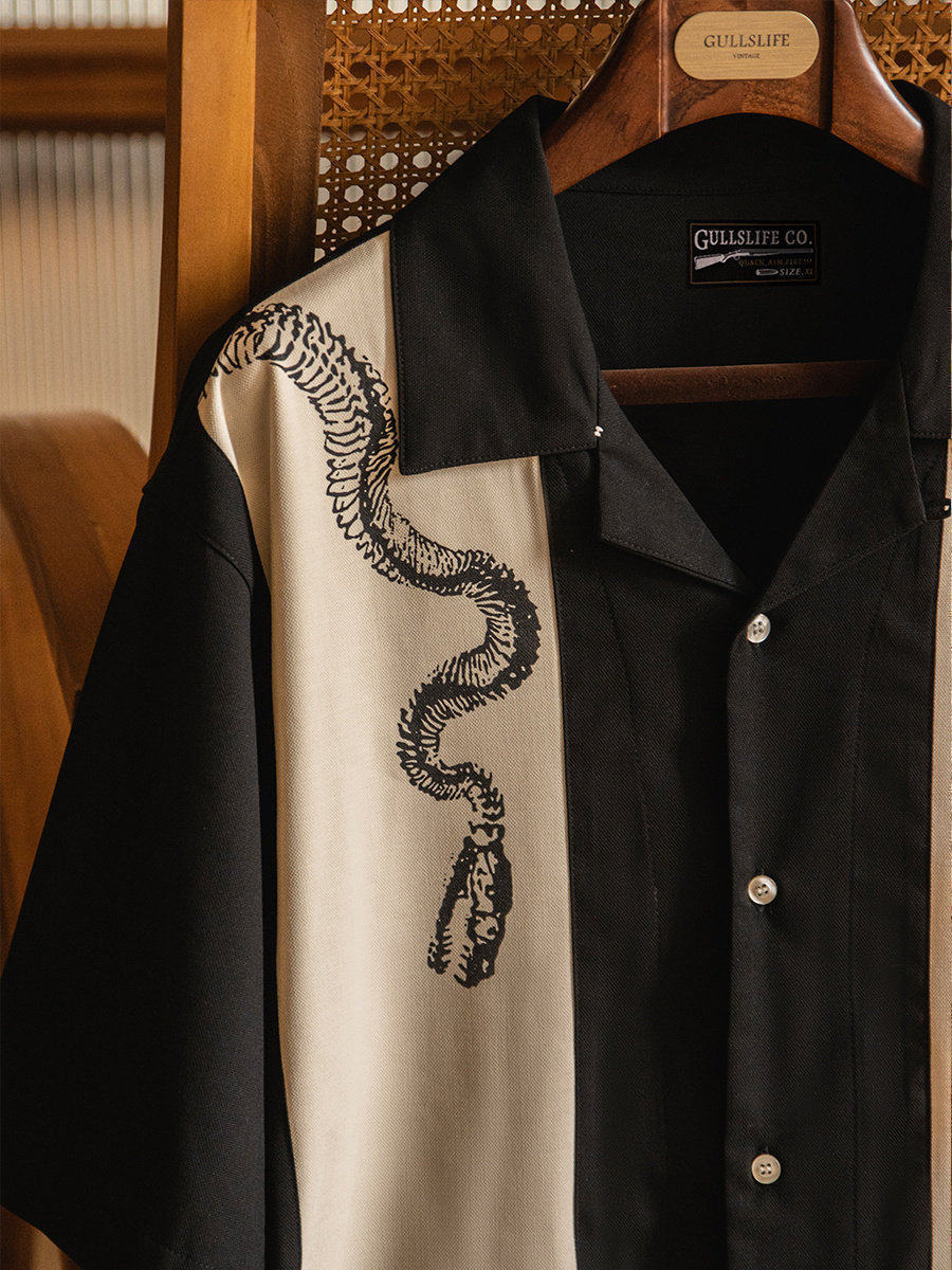Cuban Collar Print Short Sleev - Short Sleeve Bowling Shirt Retro 评论和价格