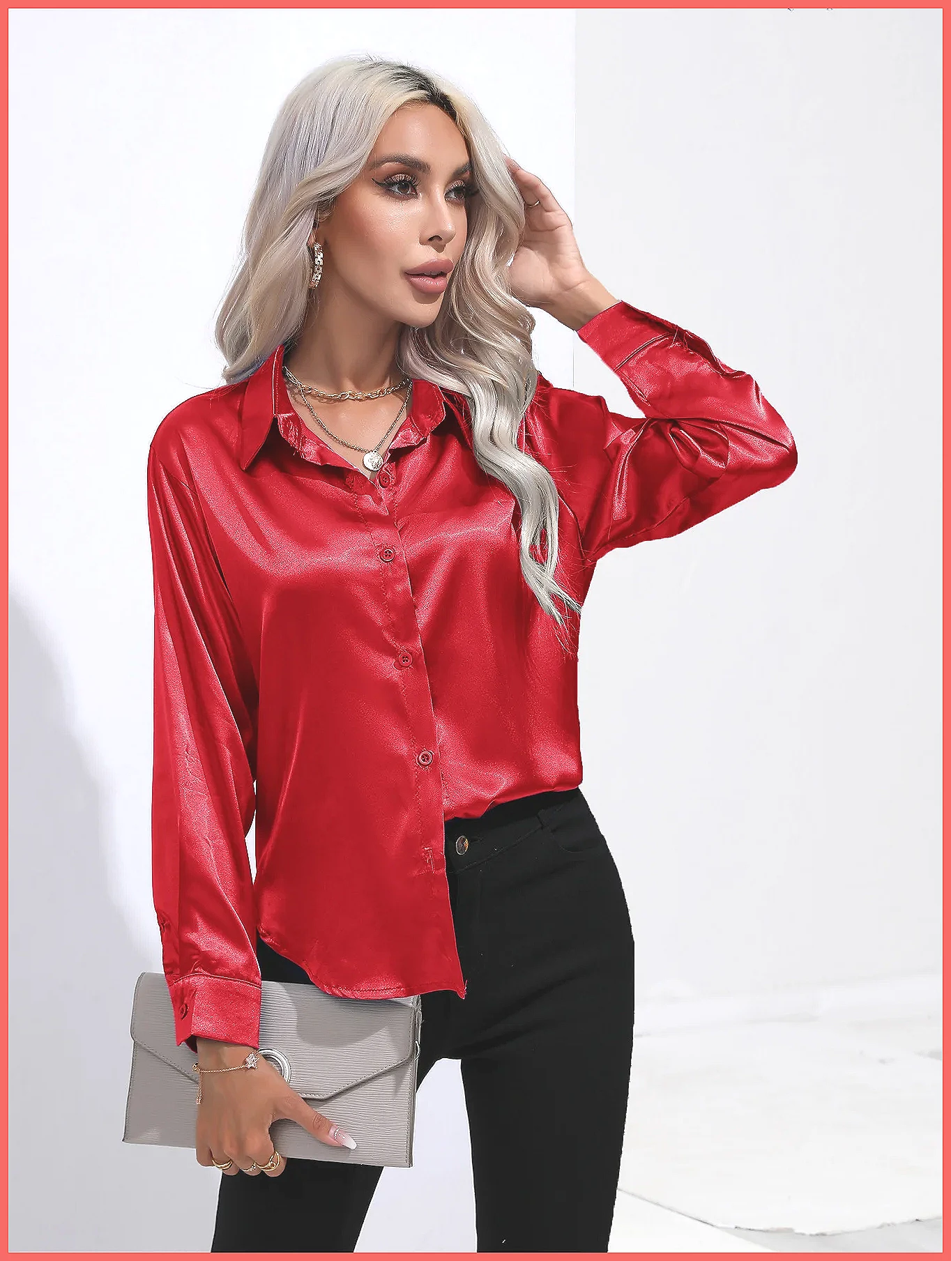 2025 Spring Summer Satin Shirt - Shirts 评论和价格