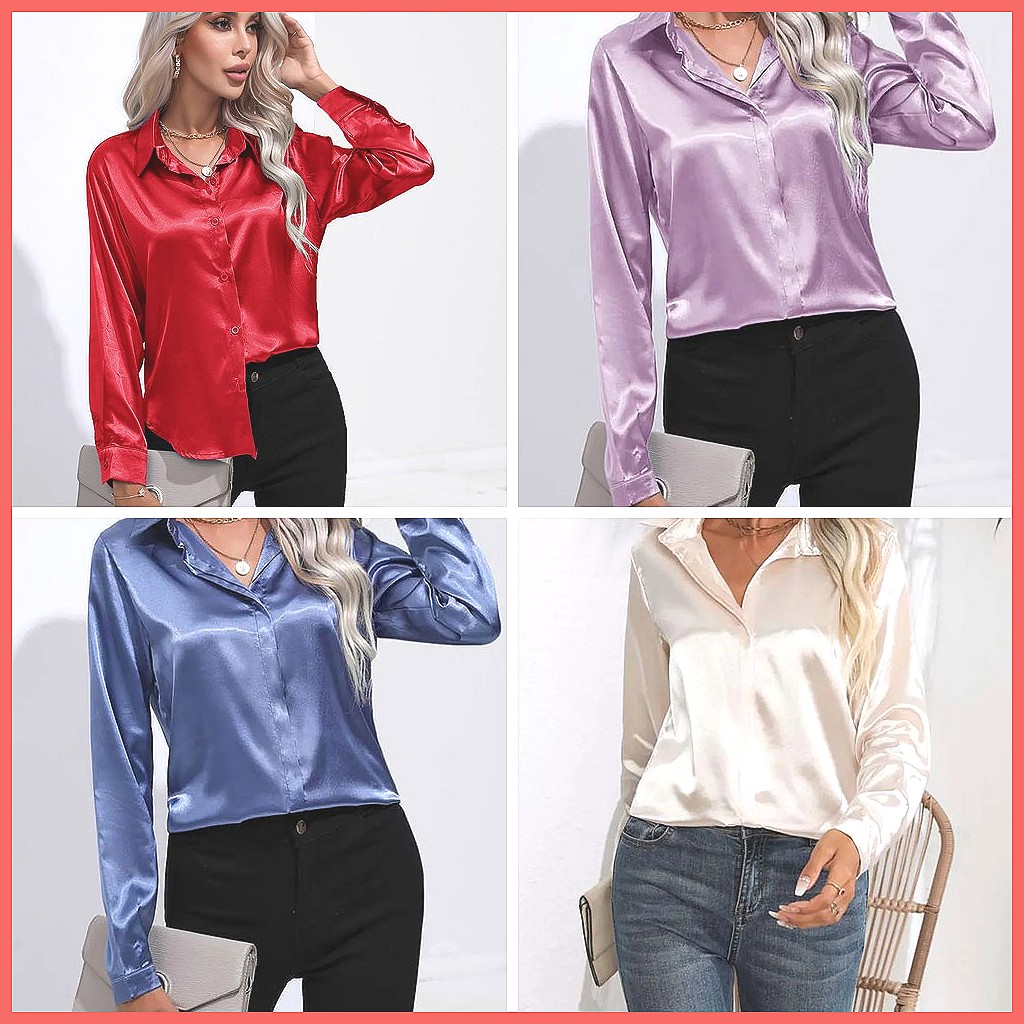 2025 Spring Summer Satin Shirt - Shirts 评论和价格
