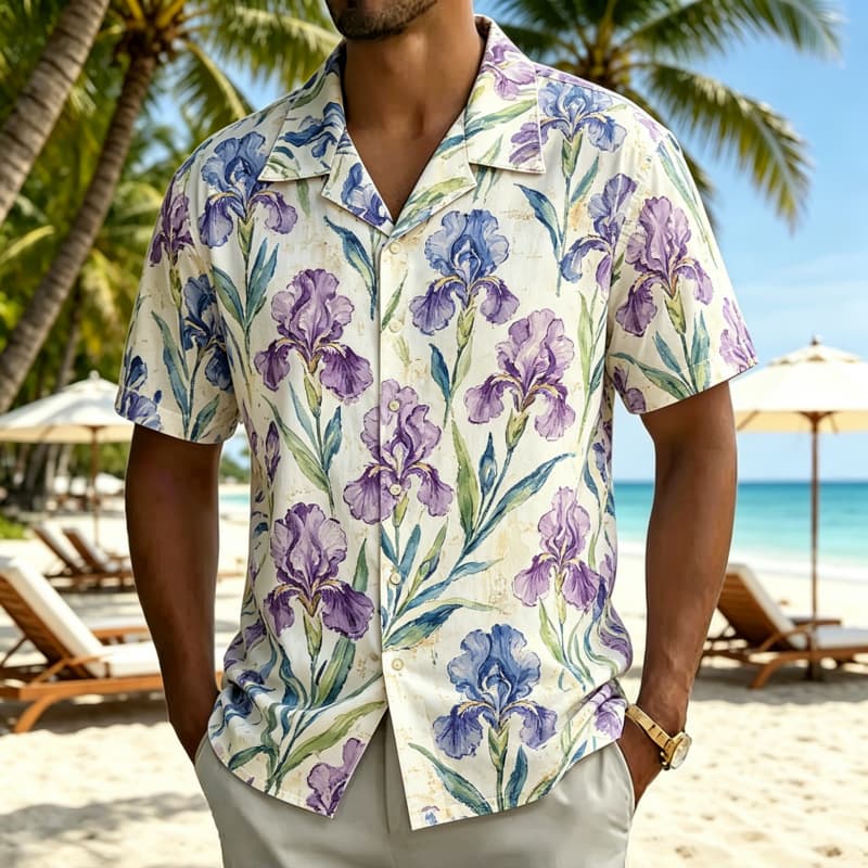 Men's vintage watercolor flora - Vintage Hawaiian Floral Shirt 评论和价格
