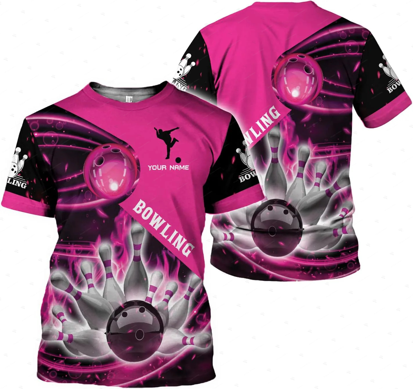 Custom Name Gradient Bowling F - Short Sleeve Bowling Shirt Retro 评论和价格