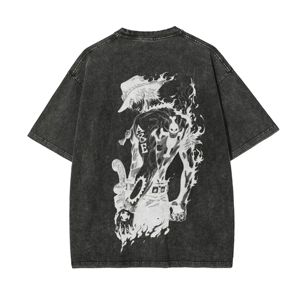 Ace T Shirt Men One Piece Acid - Acid Wash Vintage Graphic T Shirt 评论和价格