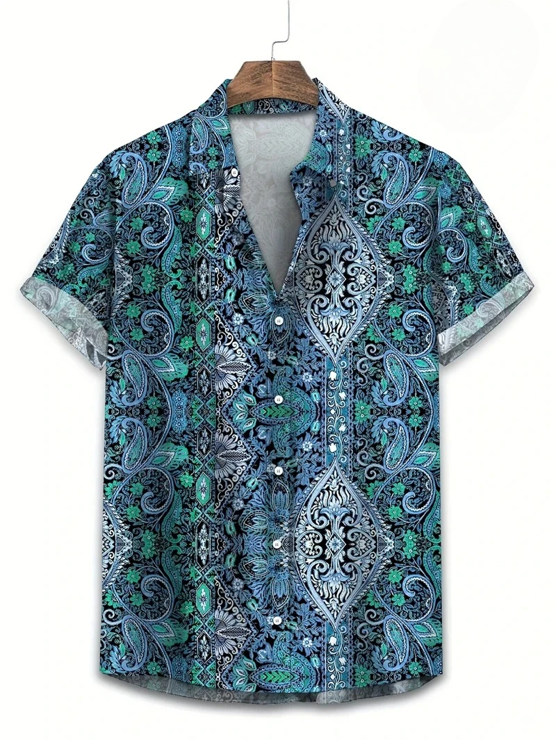 Purple Base Colorful Paisley H - Vintage Hawaiian Floral Shirt 评论和价格