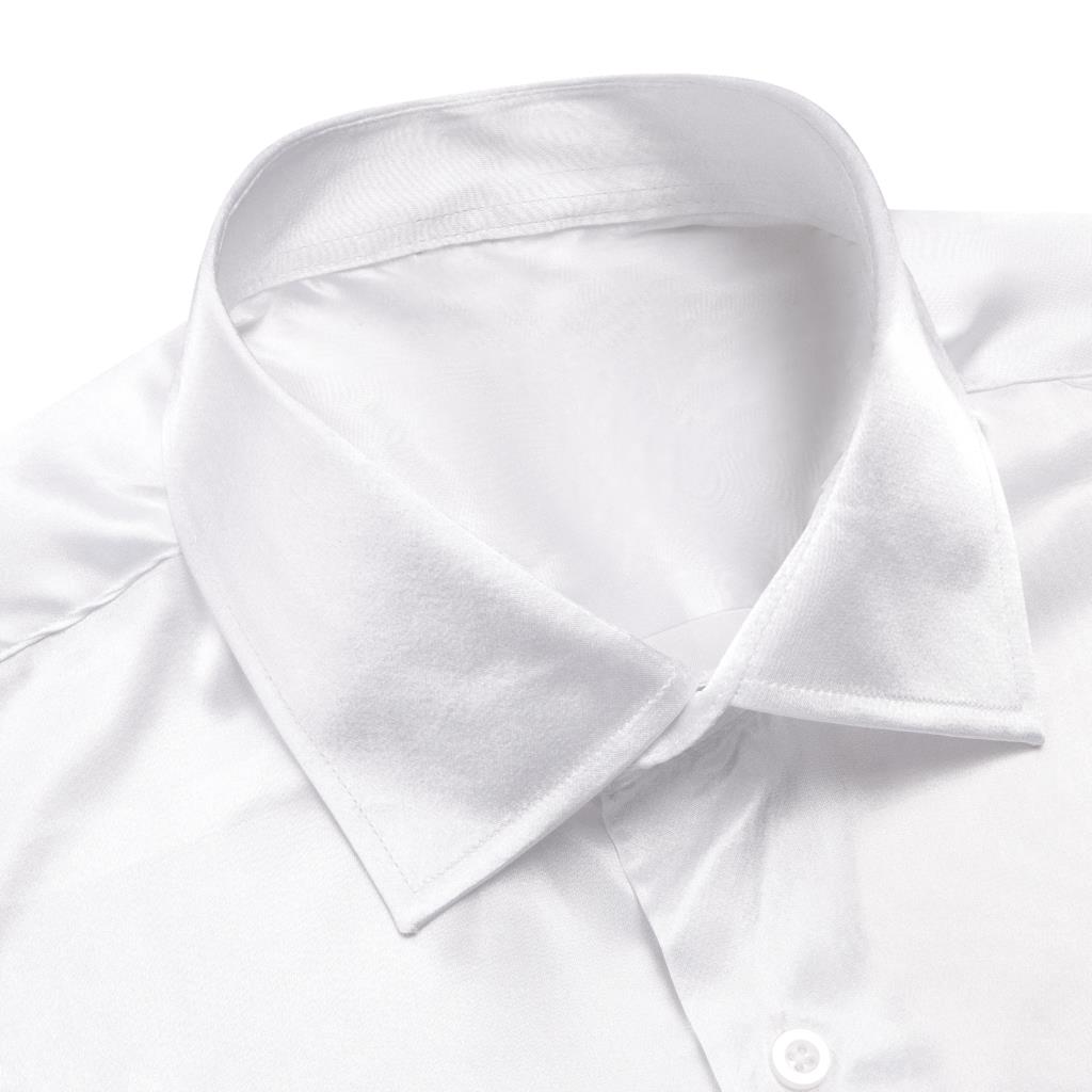 Hi-Tie White Silk Satin Mens S - Mens Satin Silk Dress Shirt 评论和价格