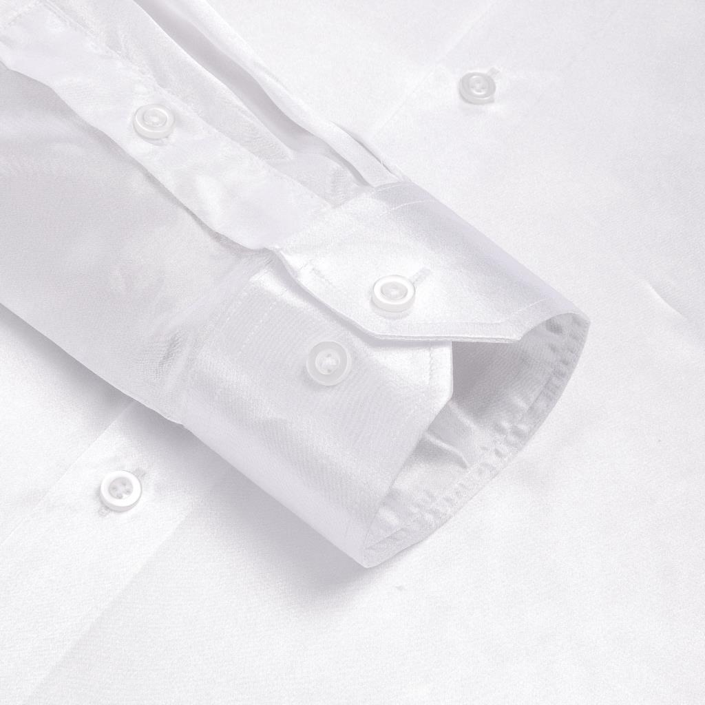 Hi-Tie White Silk Satin Mens S - Mens Satin Silk Dress Shirt 评论和价格