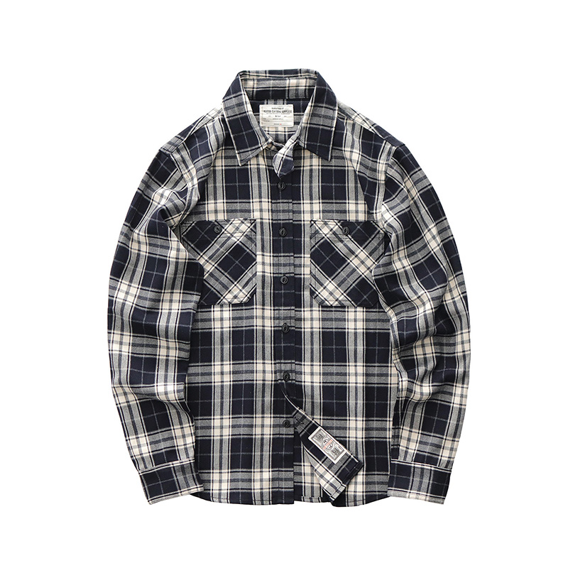 Autumn New Japanese Retro 300g - Flannel Plaid Shirt Heavy Weight 评论和价格