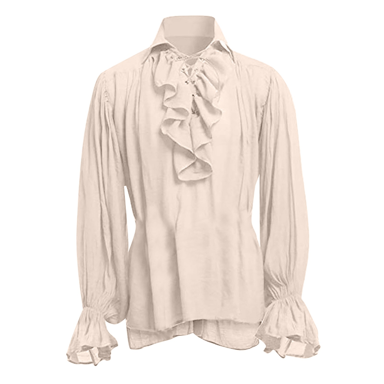 Mens Halloween Lace Up Pirate  - Medieval Gothic Lace Up Pirate Shirt 评论和价格
