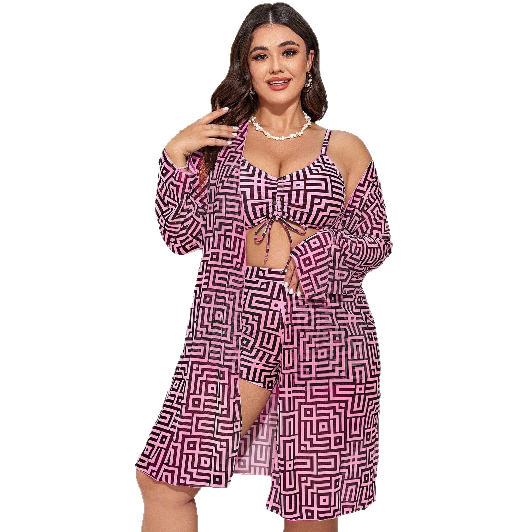 Plus Size 3‑Piece Geometric Pr - Shorts 评论和价格