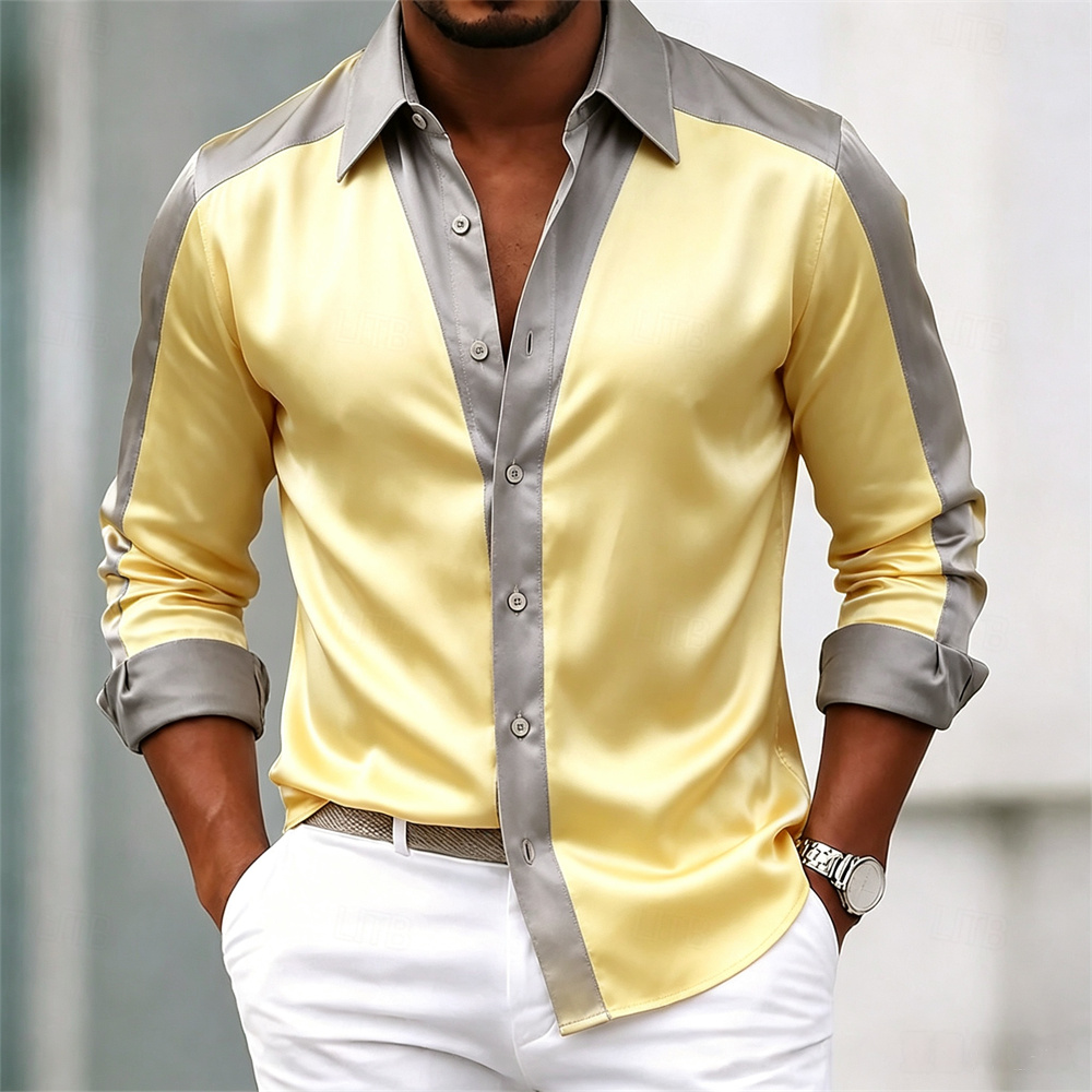 Men's shirt satin shirt dress  - Mens Satin Silk Dress Shirt 评论和价格