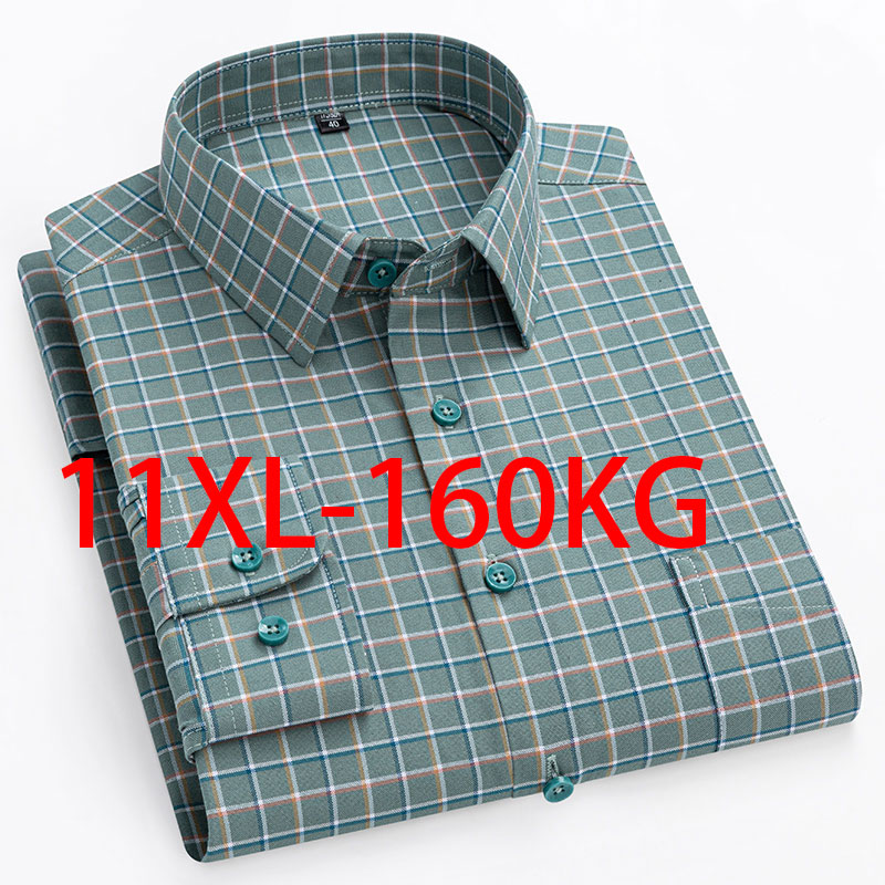 New 11XL 10XL Extra large men' - Oxford Cotton Casual Shirt Business 评论和价格