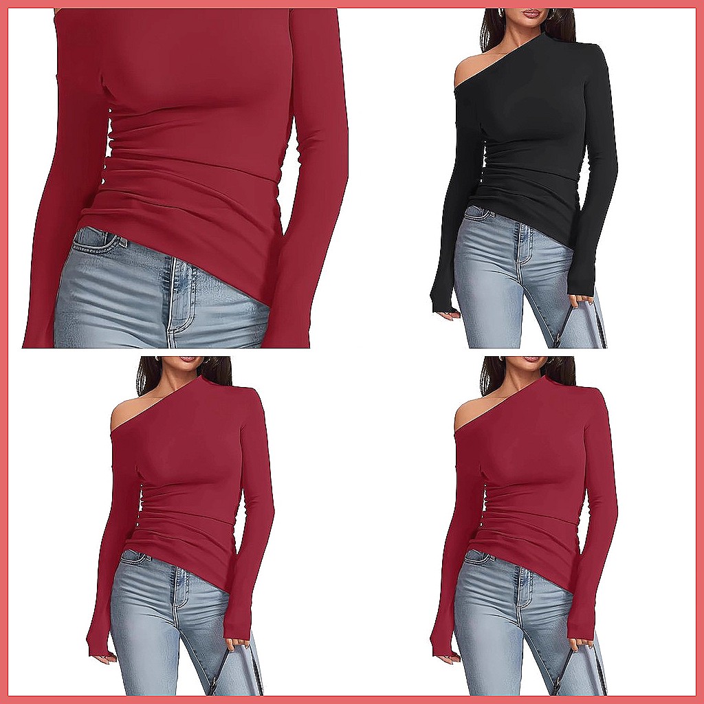 Off-Shoulder Long Sleeve T-Shi - T-Shirts 评论和价格