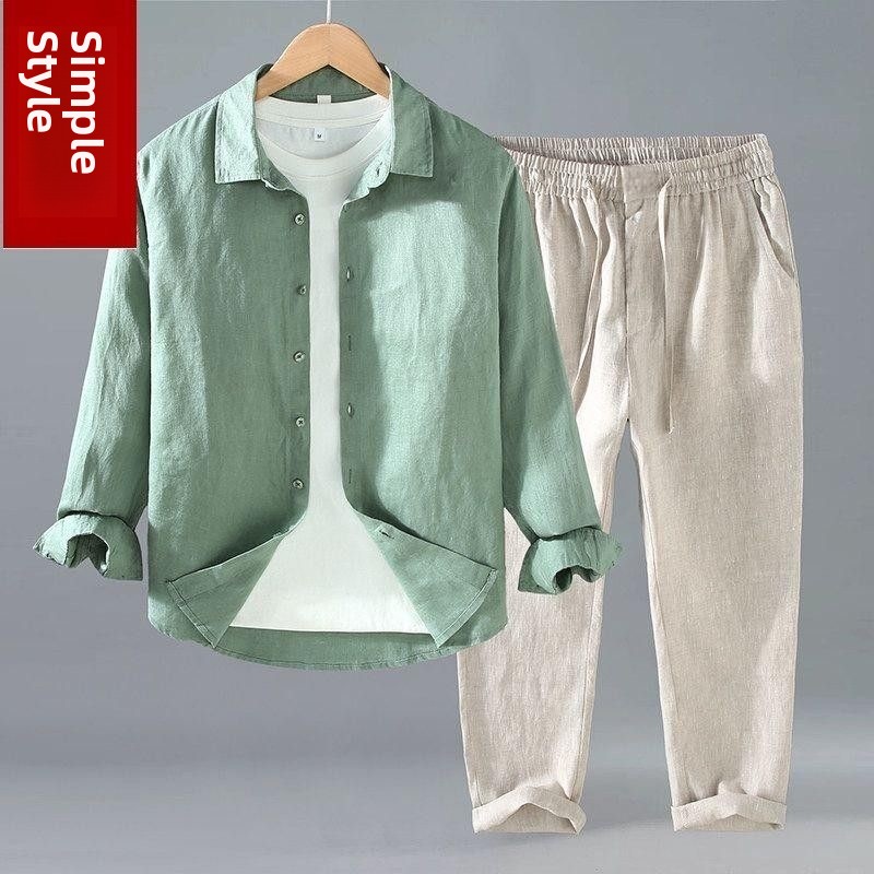 Loose Linen Men's Casual Short - Mens Linen Shirt Long Sleeve 评论和价格