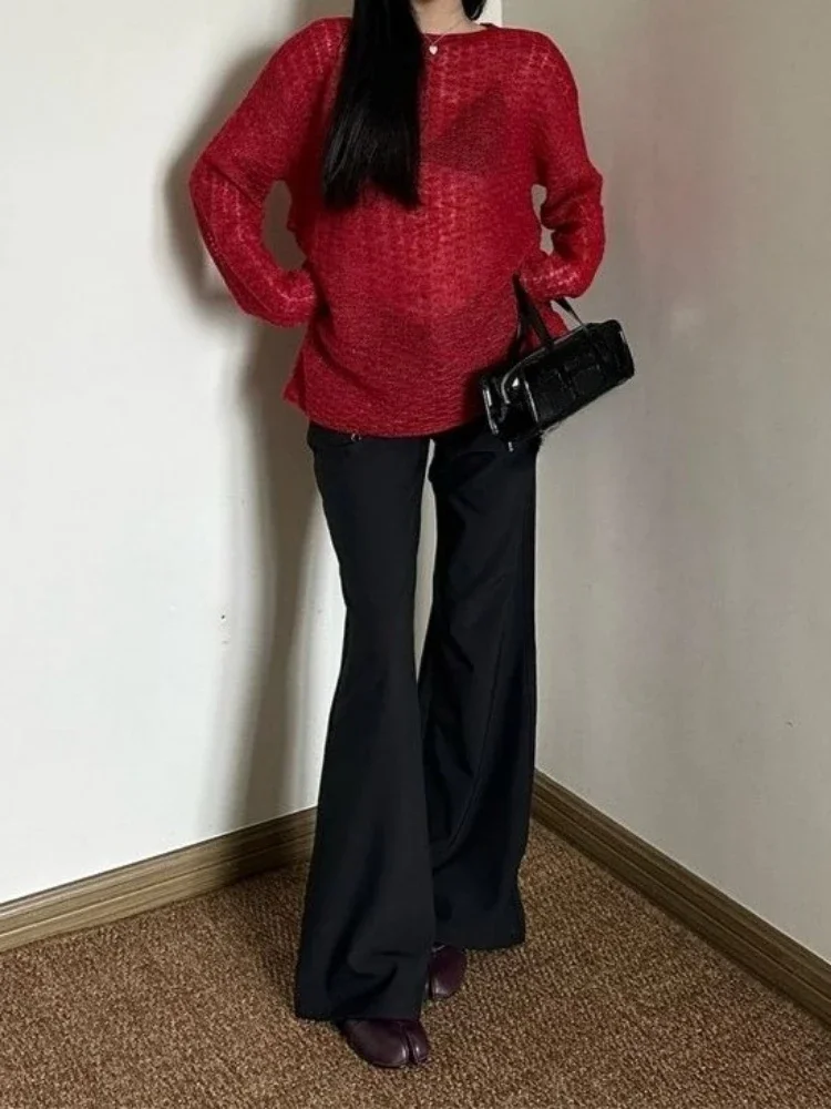 Y2K See-Through Knitted Women' - T-Shirts 评论和价格